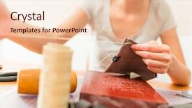  Presentation with leather craft - Slides consisting of leather craftsman making a bag background and a lemonade colored foreground