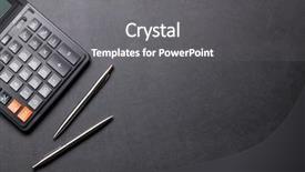  Presentation with calculator - Slides consisting of leather desk table with calculator background and a gray colored foreground