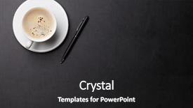  Presentation with coffee cup - PPT theme consisting of leather desk table with coffee background and a dark gray colored foreground