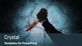  Presentation with death scene - PPT theme featuring leather glove with blood background and a ocean colored foreground
