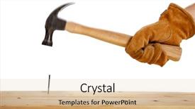  Presentation with nail - Colorful presentation theme enhanced with leather gloved hammering a nail backdrop and a lemonade colored foreground