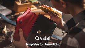  Presentation with craftsman - Presentation theme consisting of leather-handbag-craftsman-at-work background and a tawny brown colored foreground