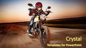  Presentation with leather - Beautiful slide deck featuring leather jacket and helmet backdrop and a tawny brown colored foreground