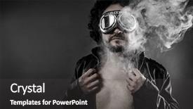  Presentation with vape concept smoke clouds - Cool new slide set with leather jacket and smoke backdrop and a dark gray colored foreground