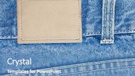  Presentation with jeans - Theme with leather label on blue jeans background and a teal colored foreground