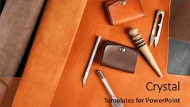  Presentation with hand tools - PPT layouts with leather man accessories and tool background and a  colored foreground