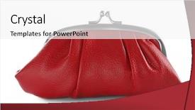  Presentation with purchasing - PPT theme having leather purse isolated on white background and a white colored foreground