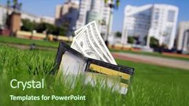  Presentation with leather - Audience pleasing presentation consisting of leather purse with a money backdrop and a tawny brown colored foreground