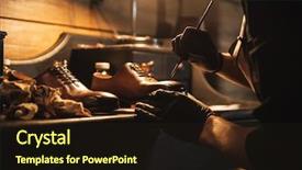  Presentation with leather shoes - Colorful slide deck enhanced with leather shoes - cropped image of young concentrated backdrop and a wine colored foreground