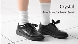  Presentation with feet - Slides consisting of leather shoes - feet of schoolgirl in uniform background and a  colored foreground