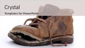  Presentation with leather shoes - Slide set enhanced with leather shoes - old boot over white background and a light gray colored foreground