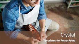  Presentation with repair - Amazing theme having leather shoes - owner of footwear repair workshop backdrop and a tawny brown colored foreground