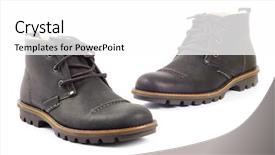  Presentation with leather shoes - Amazing slide set having leather shoes isolated on white backdrop and a  colored foreground