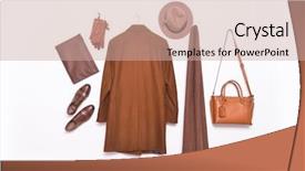  Presentation with leather shoes - PPT layouts consisting of leather shoes leather handbag background and a coral colored foreground