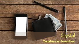  Presentation with accessories - Presentation theme featuring leather wallet and other man background and a tawny brown colored foreground