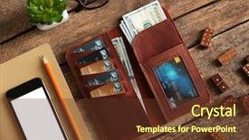  Presentation with leather year book - Amazing slides having personal finance - leather wallet and other man backdrop and a tawny brown colored foreground