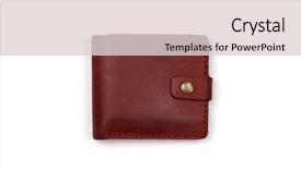  Presentation with brown leather - Slide deck consisting of leather wallet on a white background and a  colored foreground