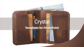  Presentation with brown leather - PPT theme featuring leather wallet with credit card background and a tawny brown colored foreground
