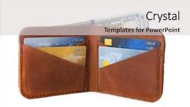  Presentation with brown leather - Presentation theme having leather wallet with credit card background and a light gray colored foreground