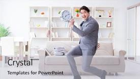  Presentation with meeting - Cool new slides with leave - businessman happy meeting his deadlines backdrop and a light gray colored foreground