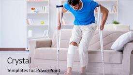  Presentation with home equity - Slide set featuring leave - injured young man recovering background and a light gray colored foreground