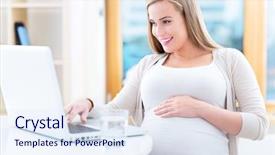  Presentation with pregnant - Amazing PPT layouts having leave - pregnant woman using laptop backdrop and a sky blue colored foreground