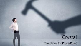  Presentation with one person black shadow - Audience pleasing slide deck consisting of leave company - business person afraid backdrop and a  colored foreground