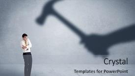  Presentation with one person black shadow - Slide deck consisting of leave company - business person afraid background and a  colored foreground