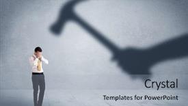  Presentation with shadow - Theme featuring leave company - business person afraid background and a  colored foreground