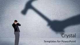  Presentation with one person black shadow - Colorful PPT theme enhanced with leave company - business person afraid backdrop and a  colored foreground