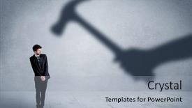  Presentation with shadow - Colorful PPT theme enhanced with leave company - business person afraid backdrop and a  colored foreground