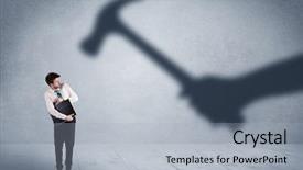  Presentation with shadow - Slide deck consisting of leave company - business person afraid background and a  colored foreground