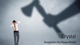  Presentation with leave - Amazing presentation having leave company - businessman afraid of a huge backdrop and a light gray colored foreground