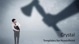  Presentation with leave - Slide deck enhanced with leave company - businessman afraid of a huge background and a  colored foreground