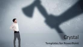  Presentation with leave - PPT layouts having leave company - businessman afraid of a huge background and a light gray colored foreground