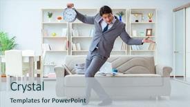  Presentation with work deadlines - Audience pleasing PPT theme consisting of leave company - businessman happy meeting his deadlines backdrop and a  colored foreground