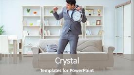  Presentation with work deadlines - PPT layouts having leave company - businessman happy meeting his deadlines background and a  colored foreground