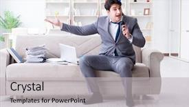  Presentation with office - Theme having leave company - drunk businessman celebrating background and a  colored foreground