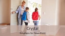  Presentation with school children - PPT theme with leave house for school background and a coral colored foreground