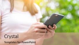  Presentation with leave - Slides consisting of leave message - woman use of mobile phone background and a coral colored foreground