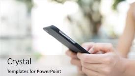  Presentation with leave - Beautiful presentation theme featuring leave message - woman use of phone backdrop and a  colored foreground