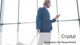  Presentation with leave - Presentation design consisting of leave message - young man in elegant suit background and a white colored foreground