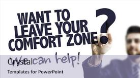  Presentation with leave - PPT theme enhanced with leave your comfort zone background and a light blue colored foreground