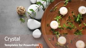  Presentation with chemistry leaves green leaf - Slide set consisting of leaves and candles on water background and a  colored foreground