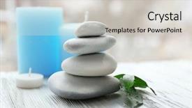  Presentation with spa stones leaves - PPT theme featuring leaves and candles on white background and a light gray colored foreground