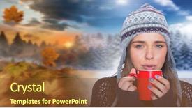  Presentation with autumn leaves - Presentation design enhanced with leaves and winter seasonal weather background and a  colored foreground