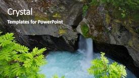  Presentation with waterfall - PPT theme with leaves clean nature - small waterfall background and a  colored foreground