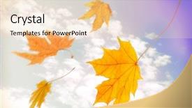  Presentation with autumn leaves - Colorful slide set enhanced with leaves flying on a wind backdrop and a lemonade colored foreground