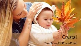  Presentation with baby tree - Theme having leaves life and weather change background and a coral colored foreground