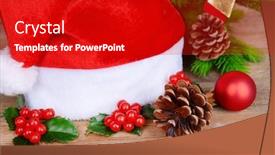  Presentation with leaves - Cool new PPT layouts with leaves-of-mistletoe-with-christmas backdrop and a crimson colored foreground